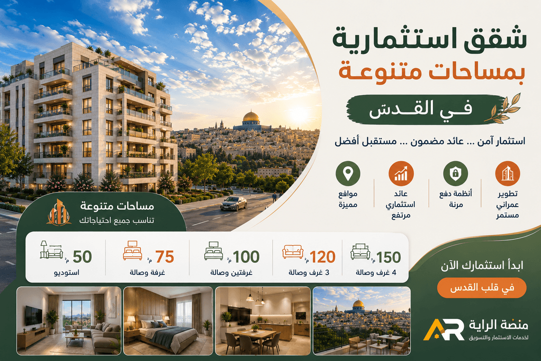 شقق استثمارية بمساحات متنوعة في القدس