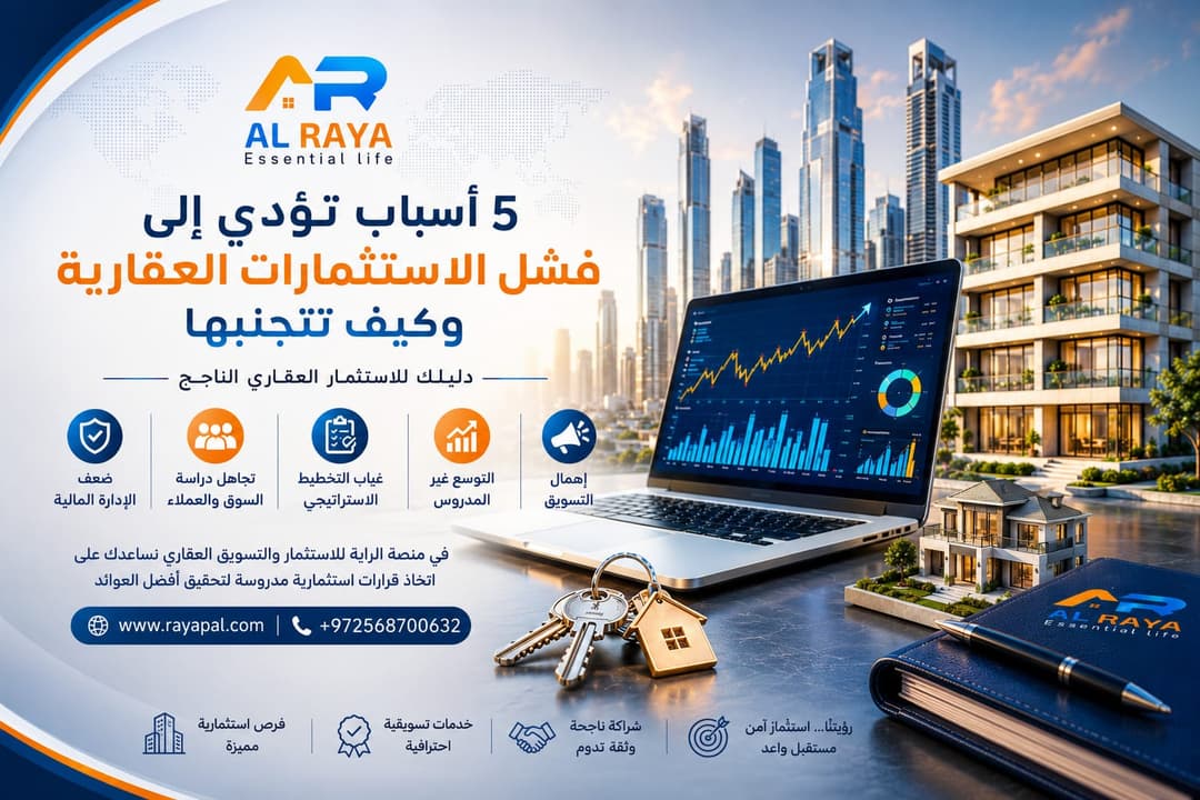 5 أسباب تؤدي إلى فشل الاستثمارات العقارية وكيف تتجنبها